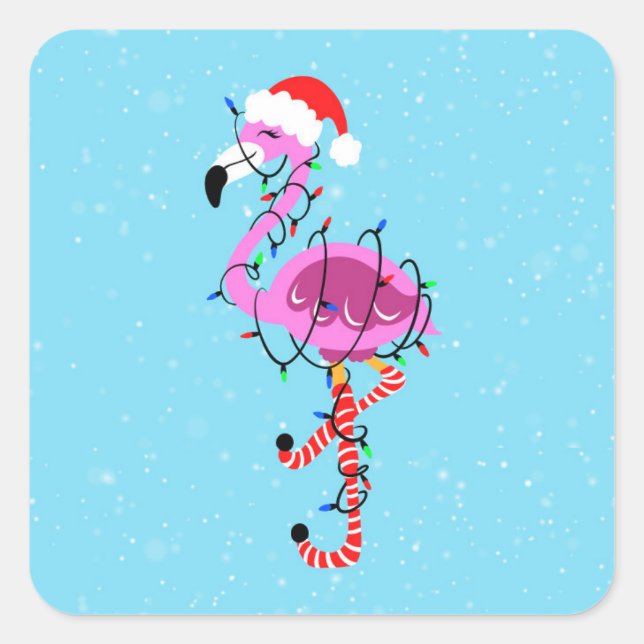 Adesivo Quadrado Christmas Flamingo (Frente)