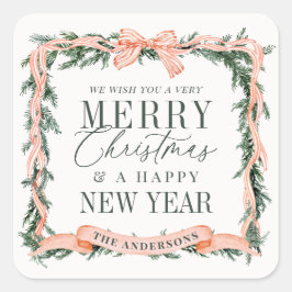 Adesivo Quadrado Christmas Garland Frame Holiday