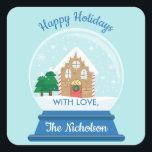 ADESIVO QUADRADO CHRISTMAS GINGERBREAD HOUSE SNOW GLOBE<br><div class="desc">Casa de pão-de-gengibre em uma coleção do globo da neve</div>