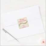Adesivo Quadrado Christmas Holly Berries<br><div class="desc">Crie pequenos autocolantes de Natal para envelopes, produtos caseiros de férias, biscoitos, doces, doces, doces, favoritos para festas e mais com uma na moda, moderna aquarela de sombra verde e bagas vermelhas em um fundo de libreado de marfim pálido e sua mensagem em caracteres quicos. CORRESPONDENDO a itens na nossa...</div>