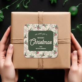 Adesivo Quadrado Christmas Holly Berry Homemade Food Holiday Baking