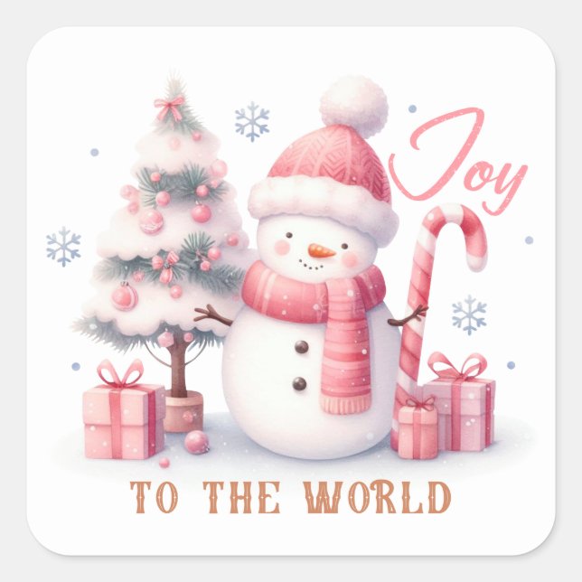 Adesivo Quadrado Christmas Joy to the World Square Sticker (Frente)