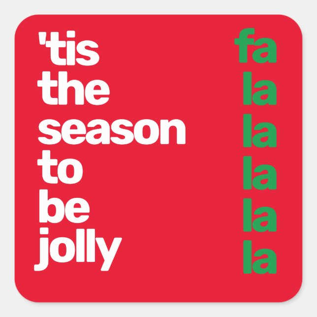 Adesivo Quadrado Christmas minimal custom modern party red green (Frente)
