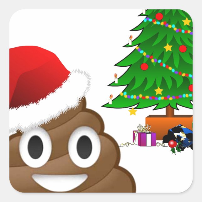Adesivo Quadrado christmas poo emoji (Frente)