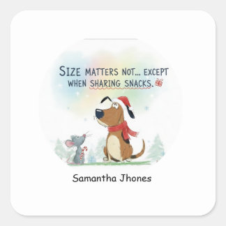 Adesivo Quadrado Christmas santa dog watercolor festive