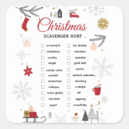Adesivo Quadrado Christmas Scavenger Hunt Checklist Art