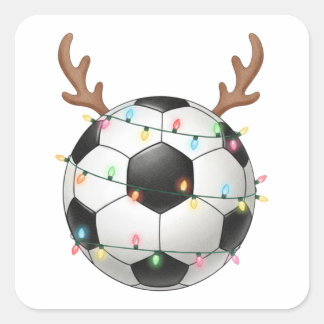 Adesivo Quadrado Christmas Soccer Reindeer Football Lights
