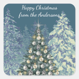 Adesivo Quadrado Christmas Stickers - Winter Wonderland Chic Design