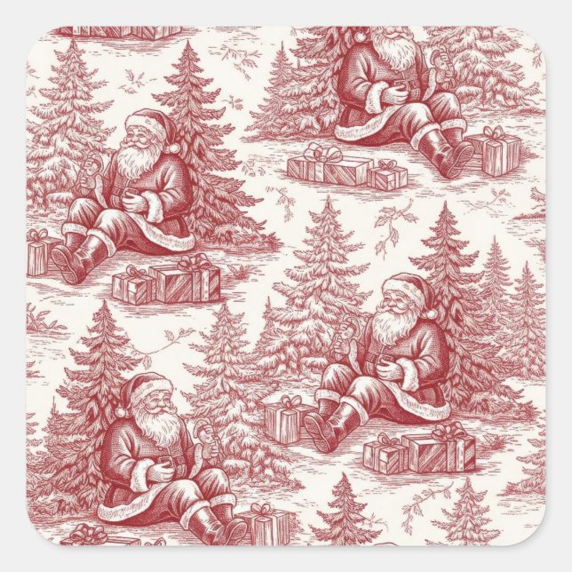 Adesivo Quadrado Christmas toile sticker (Frente)