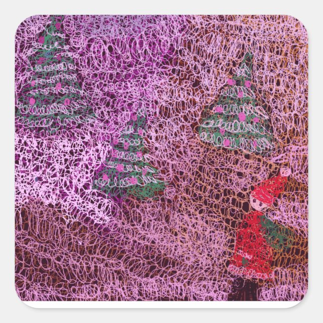 Adesivo Quadrado Christmas trees (Frente)