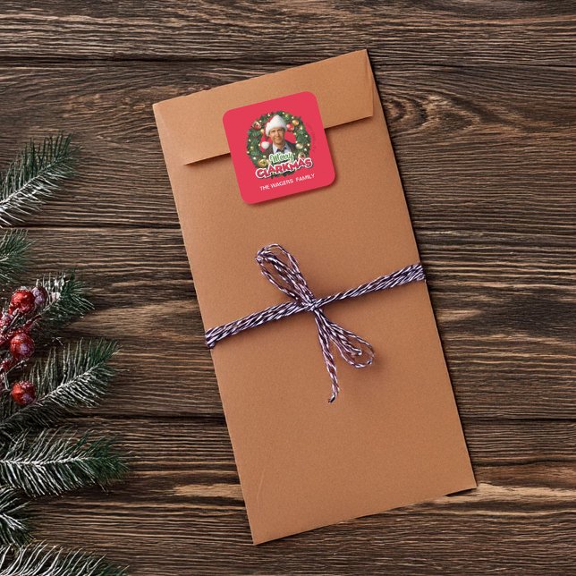 Adesivo Quadrado Christmas Vacation | Merry Clarkmas - Personalized (Sticker on envelope)