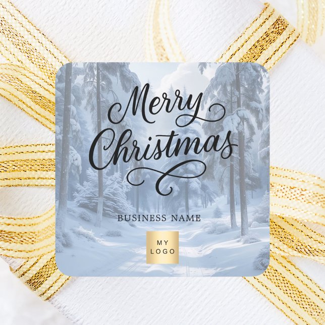 Adesivo Quadrado Christmas wintee wonderland snow business logo (Criador carregado)