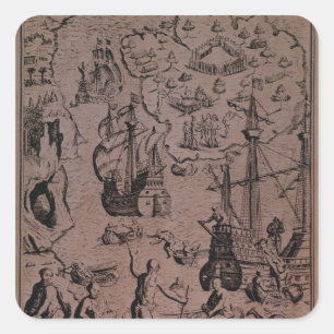 Adesivo Quadrado Christopher Colombus que descobre as ilhas