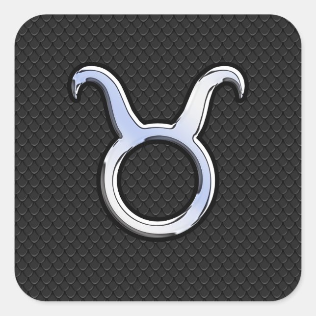 Adesivo Quadrado Chrome Like Taurus Sign on Black Cobra Skin (Frente)