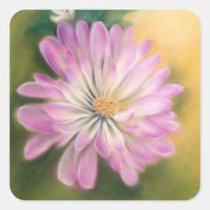 Adesivo Quadrado Chrysanthemum Pink e Cream Pastel Floral
