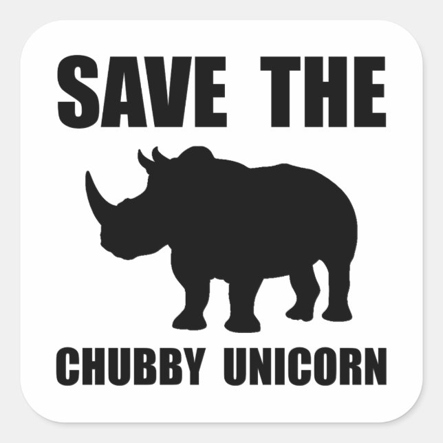 Adesivo Quadrado Chubby Unicorn Rhino (Frente)