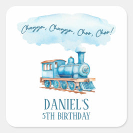 Adesivo Quadrado Chugga Choo Choo Vintage Festa de aniversário