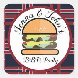 Adesivo Quadrado CHURRASCO Barbecue Bebê Q Chá de fraldas de aniver