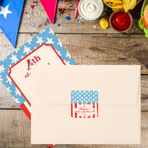 Adesivo Quadrado Churrasco da Família Vermelha Branca e Azul