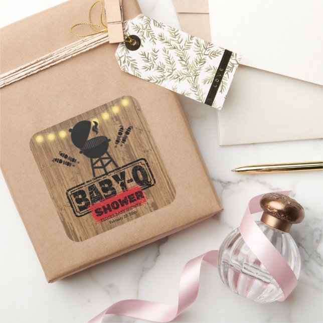 Adesivo Quadrado Churrasco Russo - Chá de fraldas De Grill Bebê (Presentear)