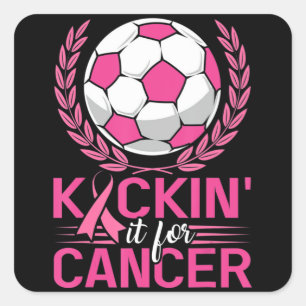 Adesivo Quadrado Chute-o para Cancer Futebol Rosa Fita Fita Mama