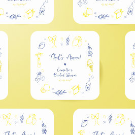 Adesivo Quadrado Chuva de Amor Bridal Shower de Limão Italiano Dese