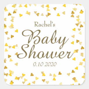 Adesivo Quadrado Chuva de Amor Coração de Ouro Baby Shower / Sprink