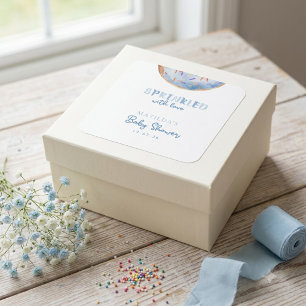 Adesivo Quadrado Chuva de amor donut baby shower