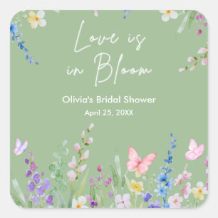 Adesivo Quadrado Chuva de Amor Floral da Primavera no Casamento