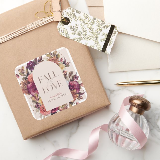 Adesivo Quadrado Chuva de Amor no Outono Grinalda Arco Rosa Chá de  (Presentear)