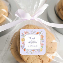 Adesivo Quadrado Chuva de Arroz com Floral Roxo Casamento 