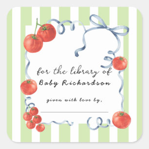 Adesivo Quadrado Chuva de bebê de tomate Para a biblioteca de