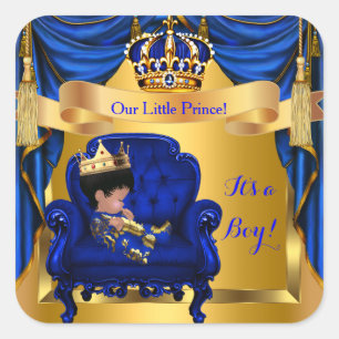 Adesivo Quadrado Chuva de Bebê Elegante Menino Príncipe Azul Real D