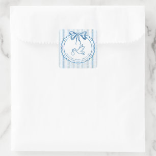 Adesivo Quadrado Chuva de Bebê Listra de Laço Aquarela Azul Caprich