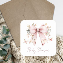 Chuva de Bebê Menina com Laço Rosa Floral Elegante