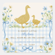 Chuva de Bebê Menino Silly Goose Floral Arco Azul