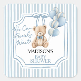 Adesivo Quadrado Chuva de Bebê Urso Azul