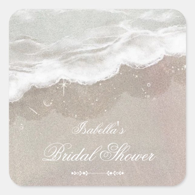 Adesivo Quadrado Chuva de Bênçãos Tropical de Estrelas do Mar e Con (Frente)