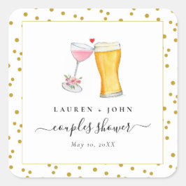 Adesivo Quadrado Chuva de casais Bolhas e Cerveja