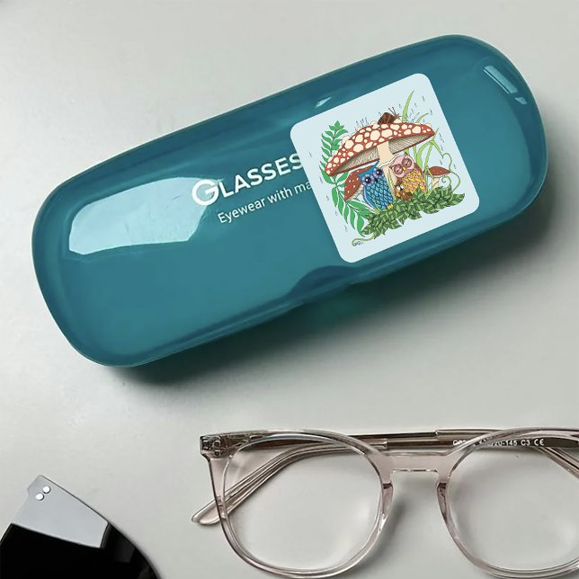 Adesivo Quadrado Chuva de Cogumelo da Família Coruja (Criador carregado)