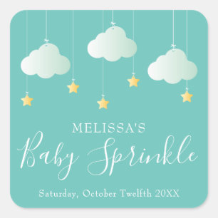 Adesivo Quadrado Chuva de estrelas baby shower