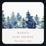 Adesivo Quadrado Chuva de Neve no Inverno Floresta de Pinheiros Aqu<br><div class="desc">Para qualquer outra personalização ou outros itens correspondentes,  por favor,  sinta-se à vontade para entrar em contato comigo em yellowfebstudio@gmail.com</div>