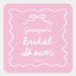 Adesivo Quadrado Chuva de Noiva Arco Branco Rosa Desenhado à Mão Ca