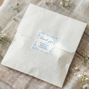 Adesivo Quadrado Chuva de Noiva Azul e Branco Toile Francês Vintage