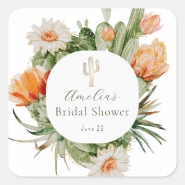 Adesivo Quadrado Chuva de Noiva Boho Cactus