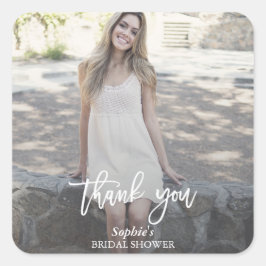 Adesivo Quadrado Chuva de Noiva com Foto Personalizada e Caligrafia