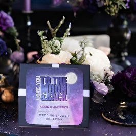 Adesivo Quadrado Chuva de Noiva com Lua Cheia no Céu Noturno Celest