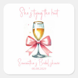 Adesivo Quadrado Chuva de noiva Coquette laço rosa