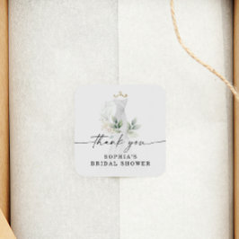 Adesivo Quadrado Chuva de Noiva em Aquarela Verde e Dourado Obrigad