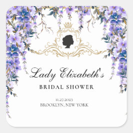 Adesivo Quadrado Chuva de Noiva em Flores Azuis Vintage Bridgerton